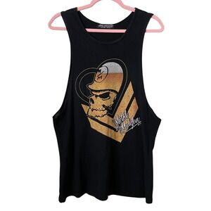 Metal Mulisha Beer Skull Muscle Tank Top Black Medium Goth Grunge Punk Y2K